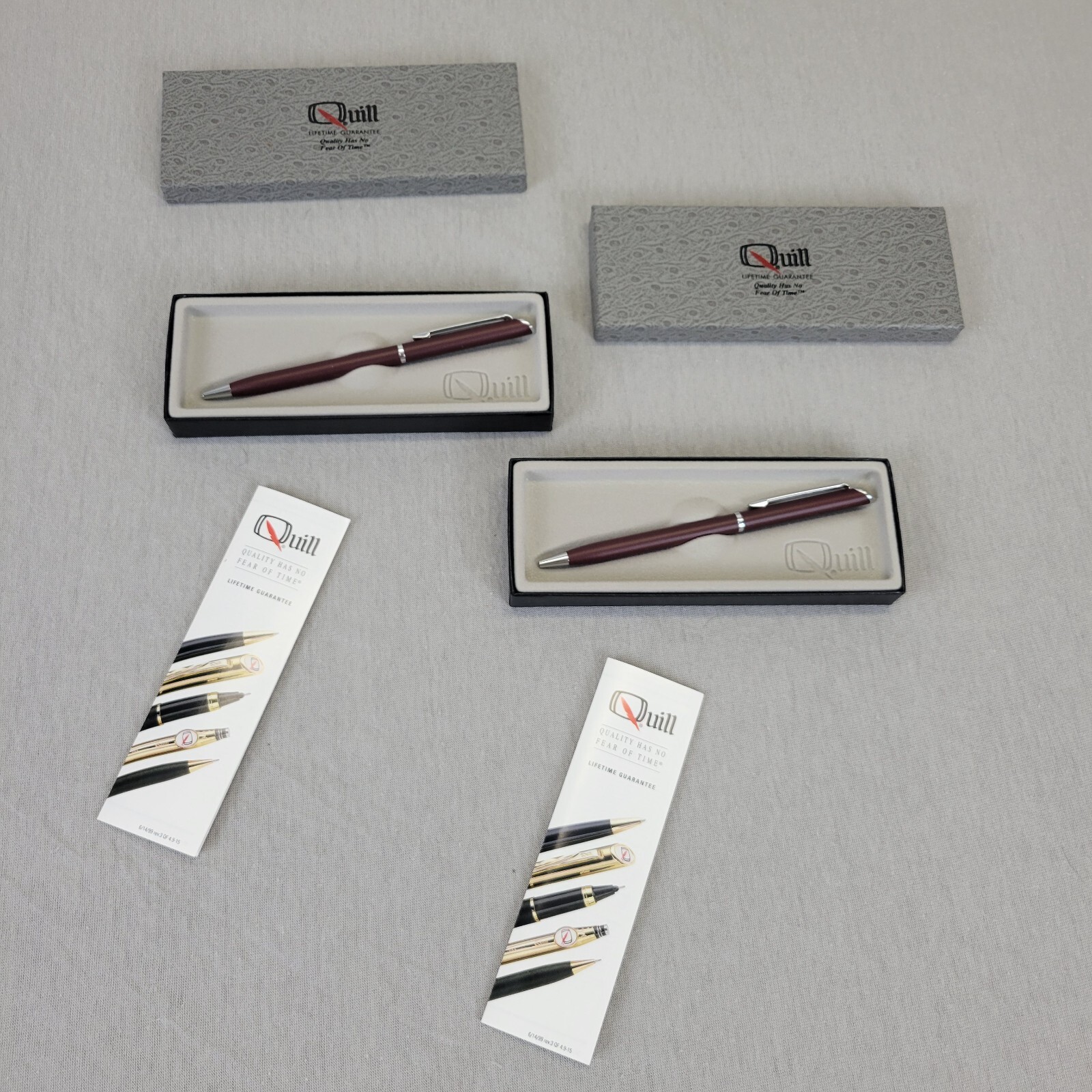 QUILL PEN Co. Original Case and Pamphlet Brown Lot of 2 Vintage Ballpoint Pen