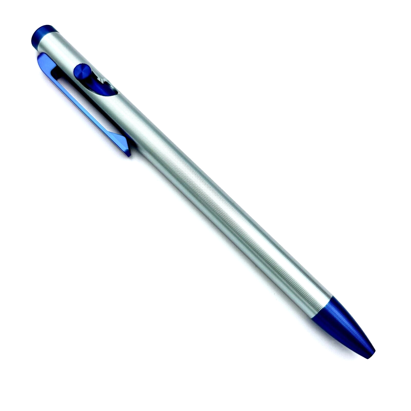 Tactile Turn – Titanium Slim Bolt Action Standard Size Pen Custom Blue & Grey
