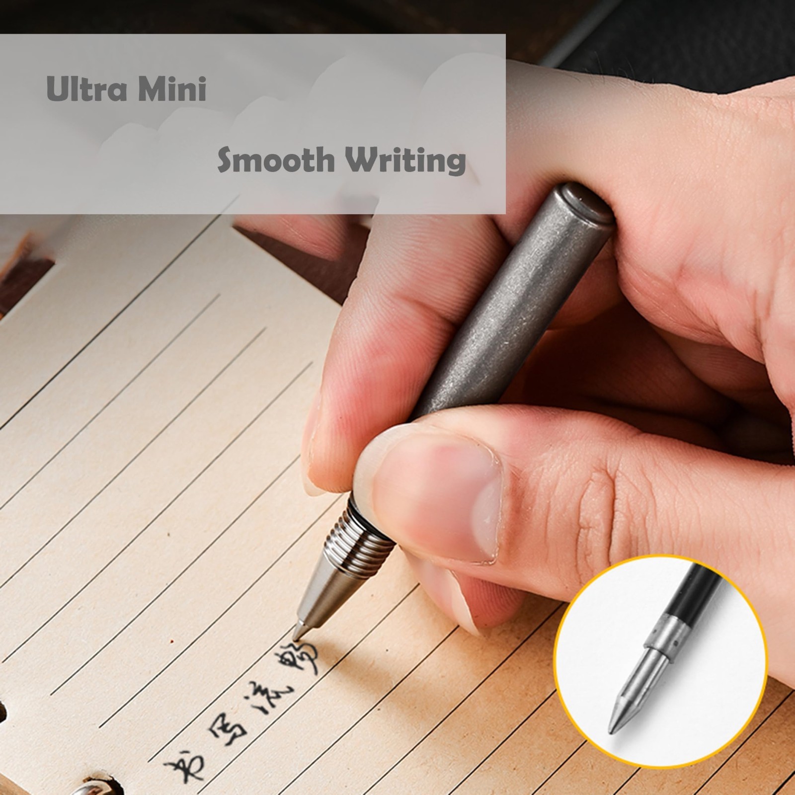 Compact Titanium Mini Ballpoint Pen 3.15″ Pocket Size for Everyday Carry, EDC