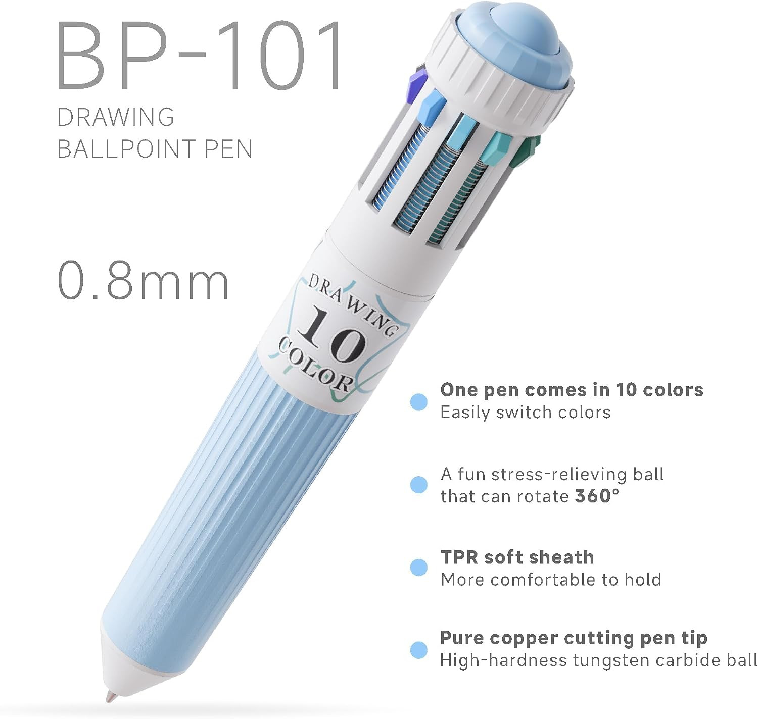 60 Colors Multicolor Pen 6PCS 10-in-1 Multicolor Ballpoint Pen Set 0.8mm Tip R