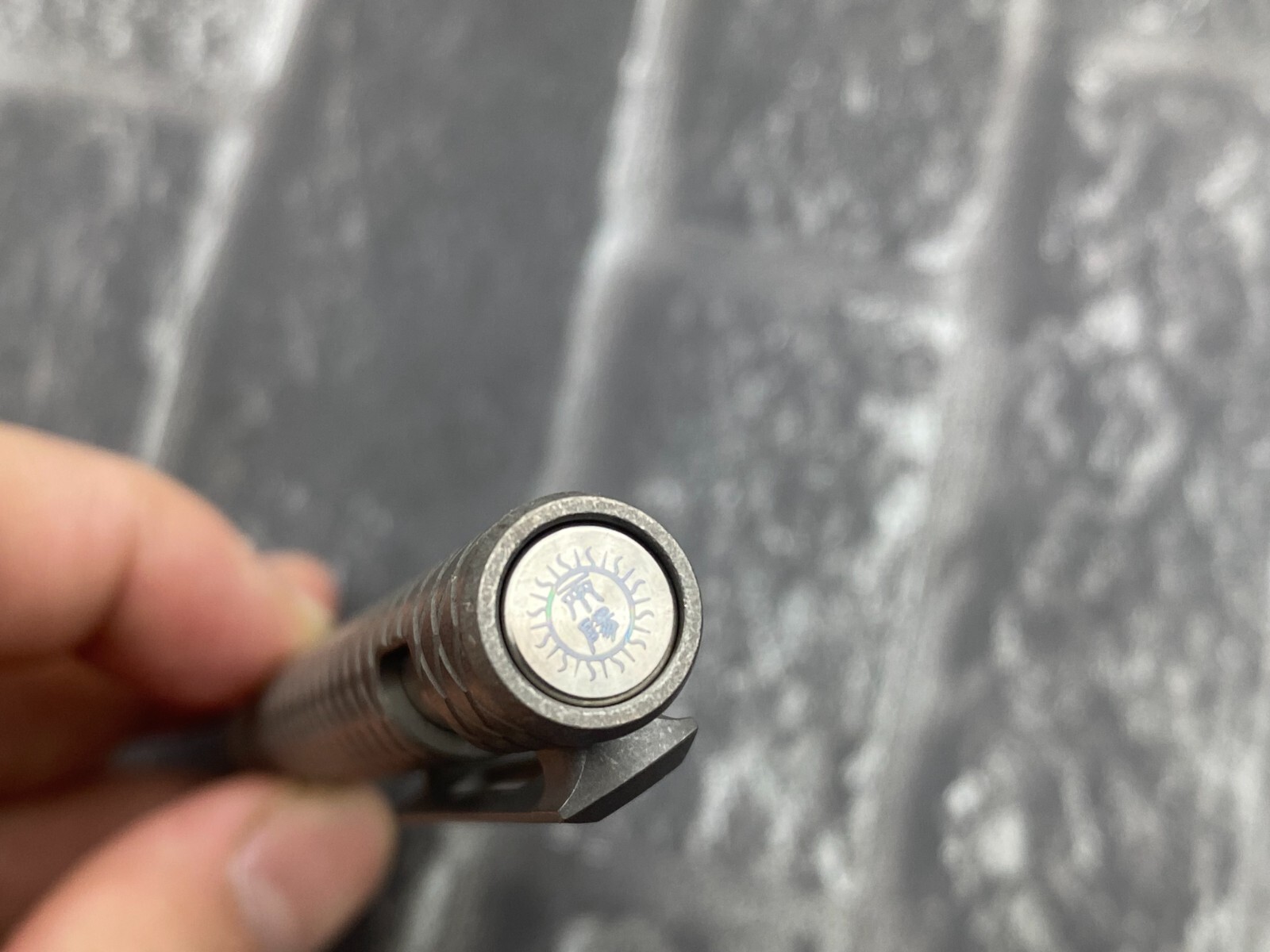 TwoSun TS-Pen37-Stonewash Checkered Tactical Titanium Push Button Mechanism Pen