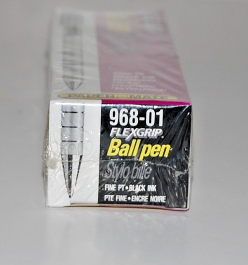 Box of 12 Paper Mate 1992 Flexgrip Fine Point Black Ball Pen Refillable NEW