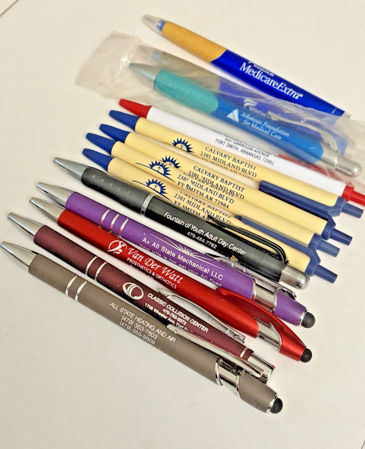 Company Logo Branded Pens Old Vintage Pen Lot of 12 One Dozen Various Styles