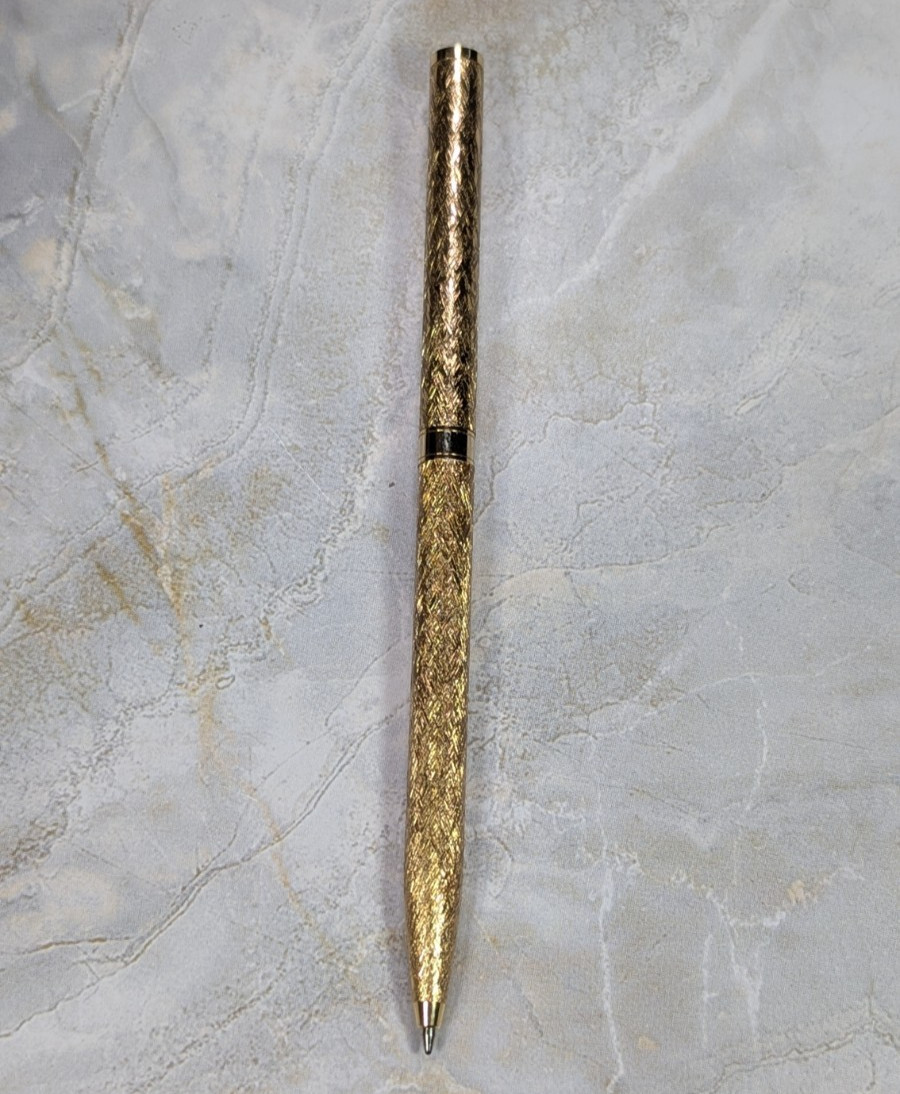 Primax Jeweled Rhinestone Ink Pen w/ Gold-Toned Textured Metal Twist Ballpoint