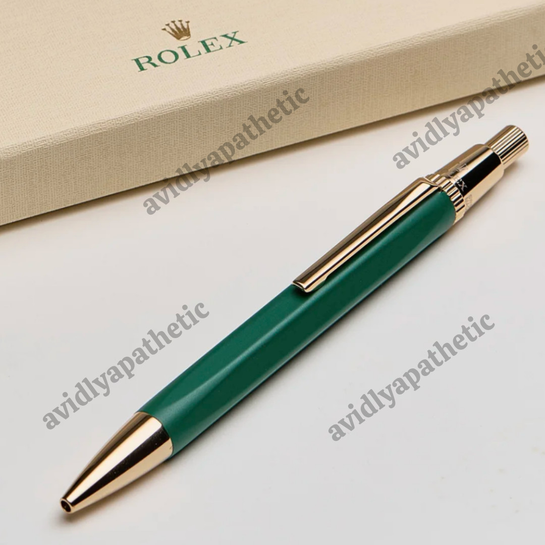 Rolex Rare Emerald Gold Hexagon Ballpoint Pen VIP Promotional Gift – New in Box