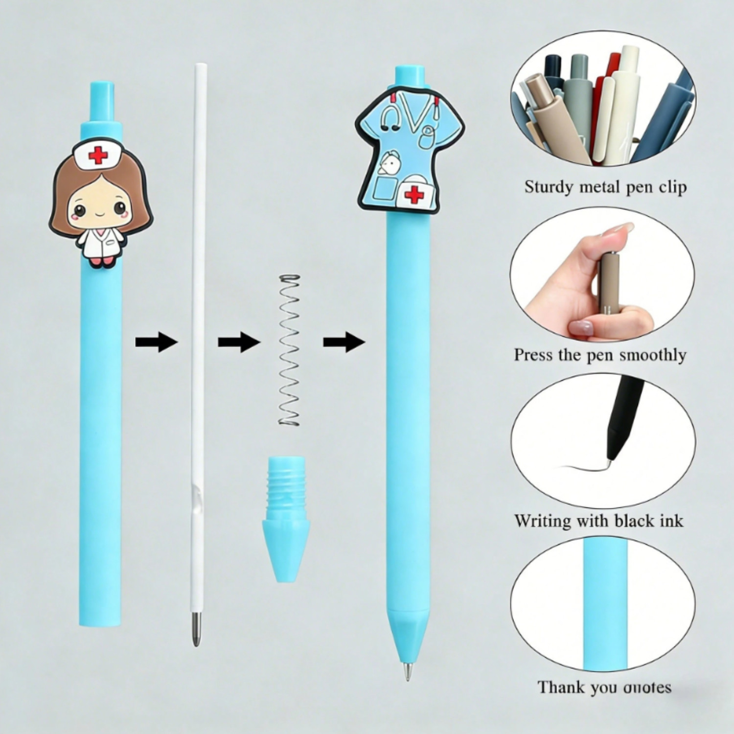 Ballpoint Pens Medical Design 1.0mm Office Desk Record Writing Set Nurse Doctor