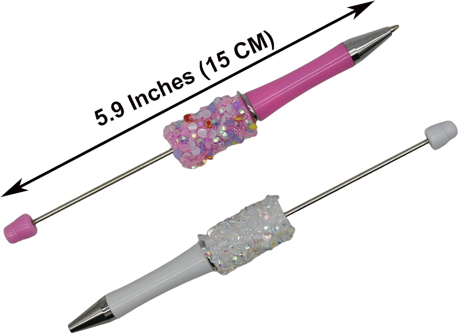 12 PCS Petal Glitter Beadable Ballpoint Pens Retractable Diamond Bead Pen Plasti