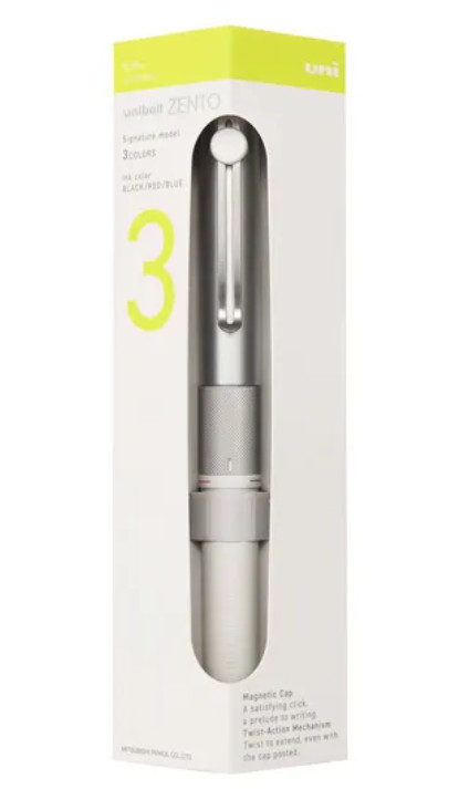 uniball ZENTO Signature Model 3-Color Ballpoint Pen 0.38mm Silver Black/Red/Blue