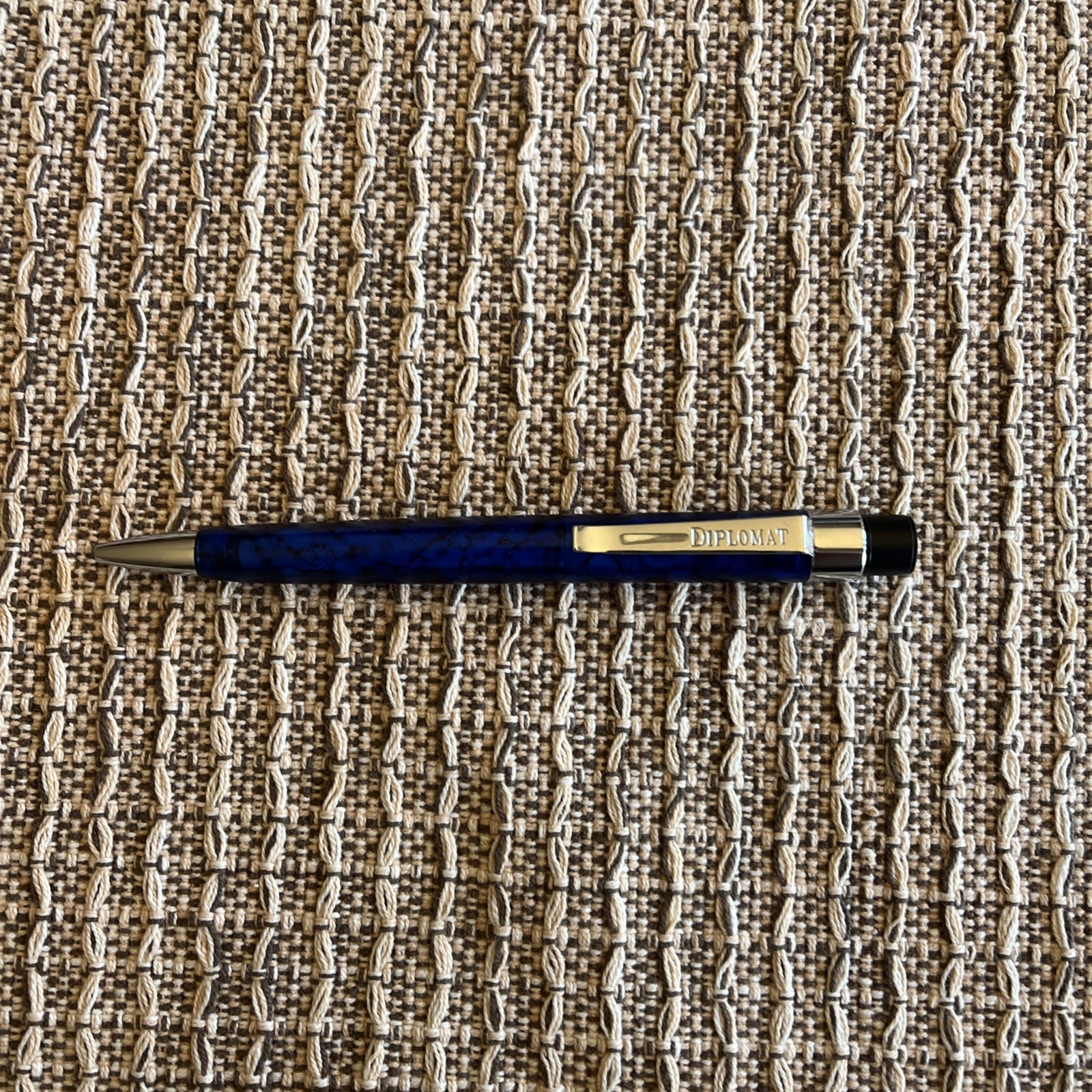 Diplomat Marble Blue Plastic Ball Point Pen USED, MADE IN GERMANY