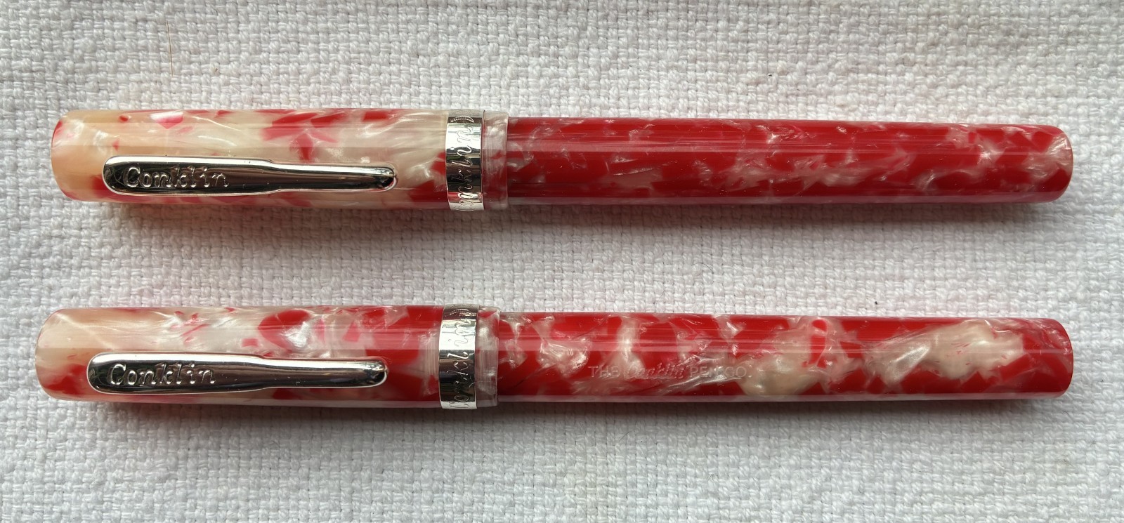 Set of Conklin Glider Fountain & Rollerball Pens – Red & Pearl EXCELLENT shape