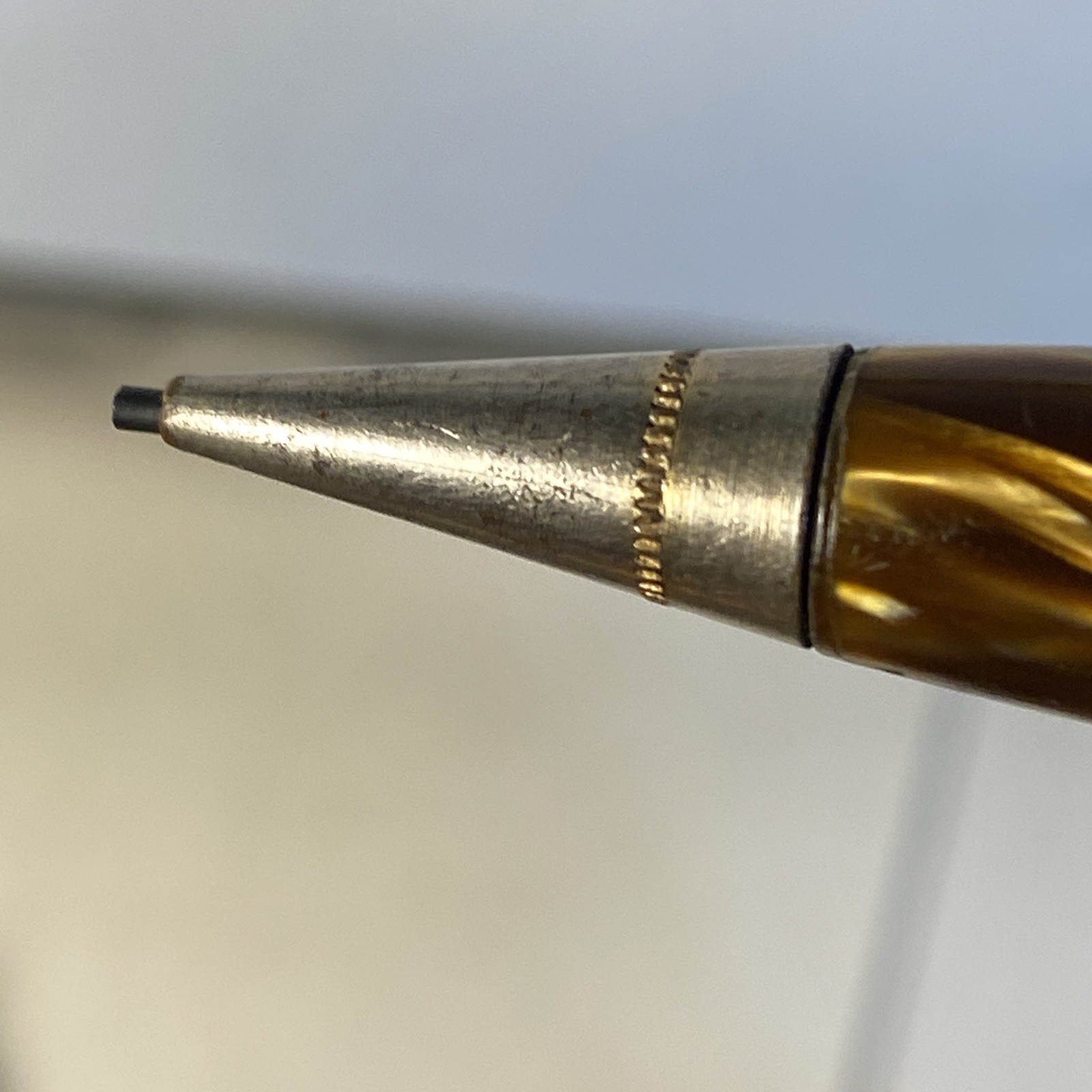 Antique Waltham Mechanical Pencil Gold and Brown Marbled Celluloid Art Deco