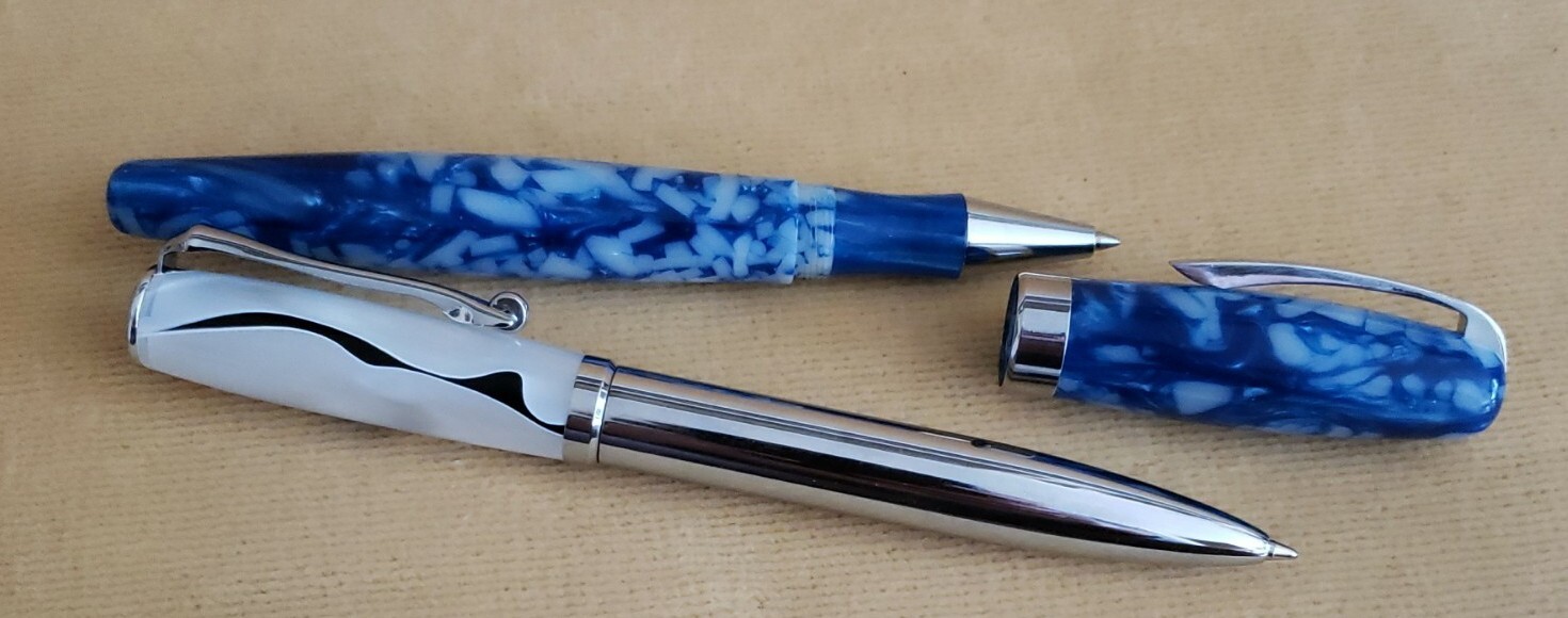 13 Black Green Acrylic Celluloid Steel Attaché Ballpoint Pens Blue LACHIEVA?