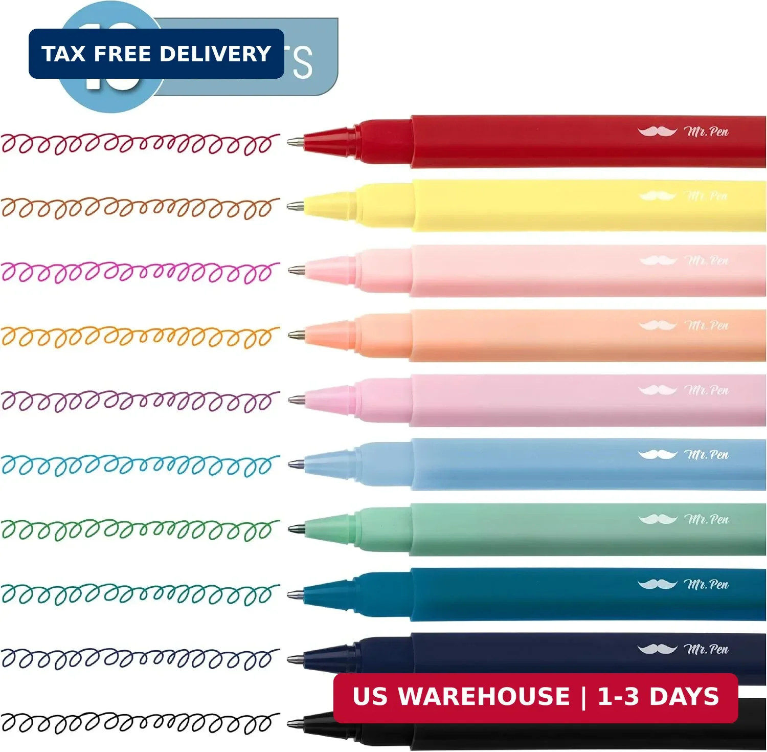 Mr. Pen- Aesthetic Pens, 10 Pack, Colorful Ink, 0.7mm | Fast Dry No Smear Ink, N