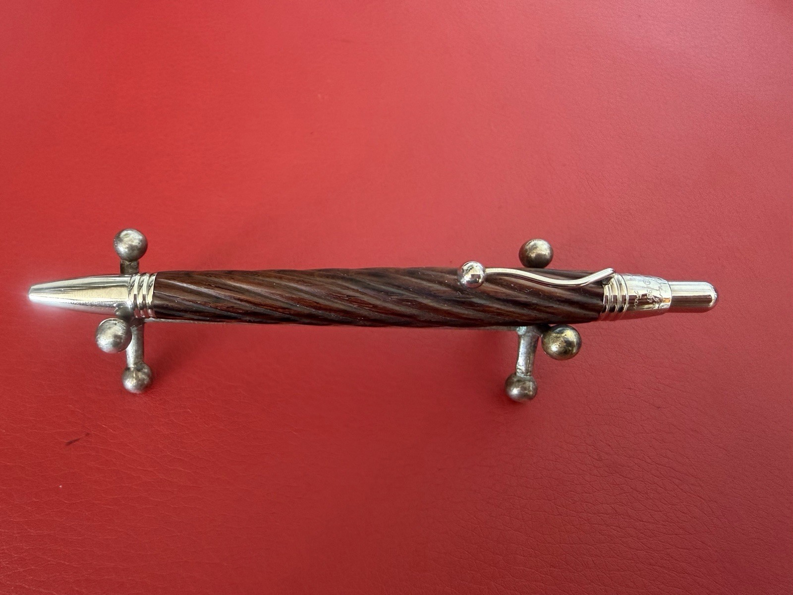 JEAN PIERRE LEPINE Vintage 1997 Indigo Wood Turned Spiral Spher Pen