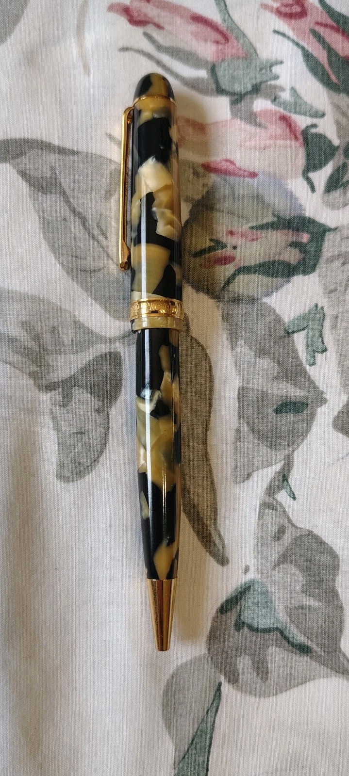 Platinum 3776 Marble Black & Yellow Ball Point Pen Made In Japan