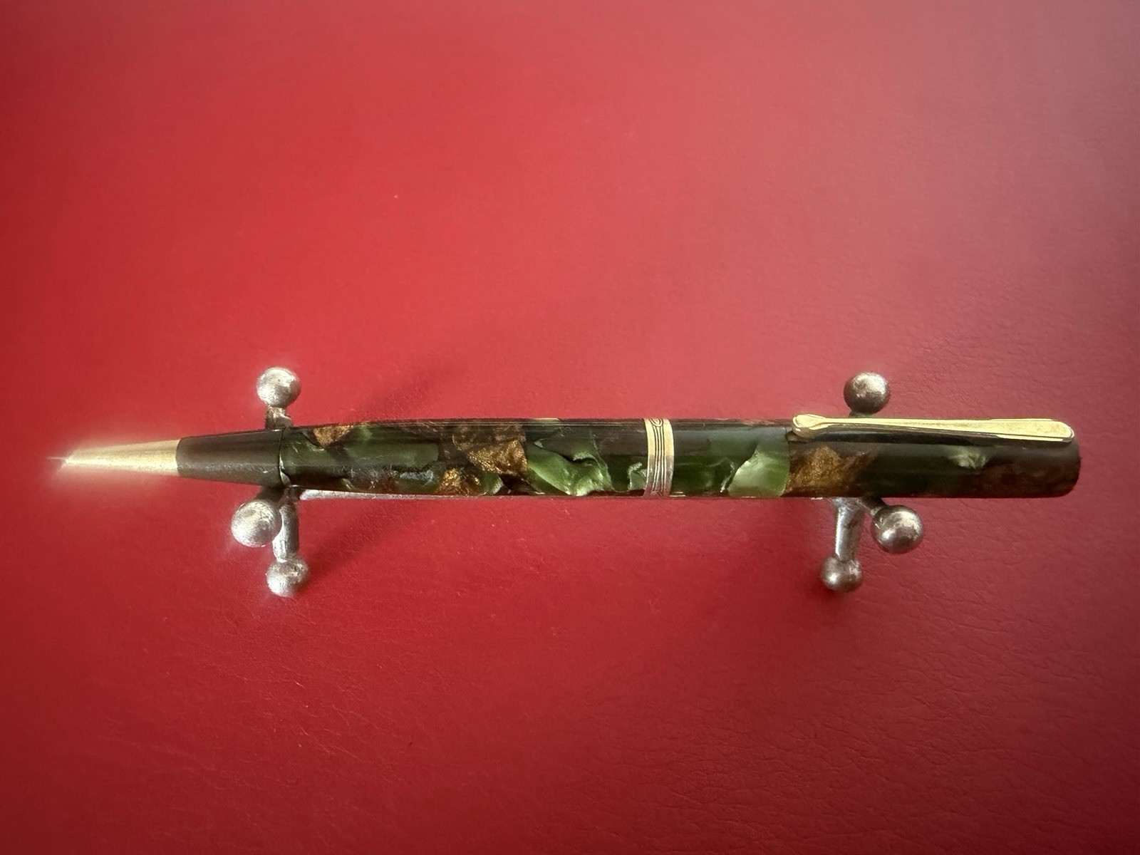 Waterman’s Mechanical Pencil Celluloid Marble Art Deco Vintage 1930s