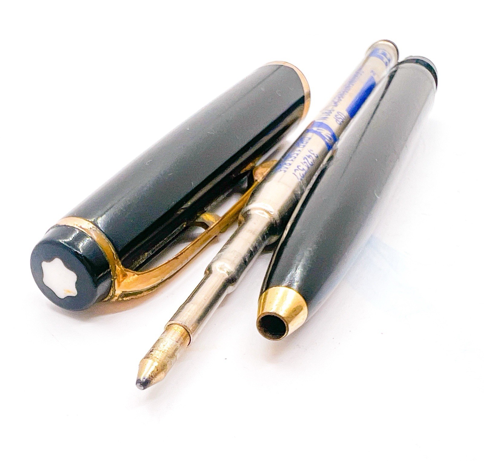 Black Lever Montblanc 18 Ballpoint Pen Gold Plated Trigger Functional Refill Dry