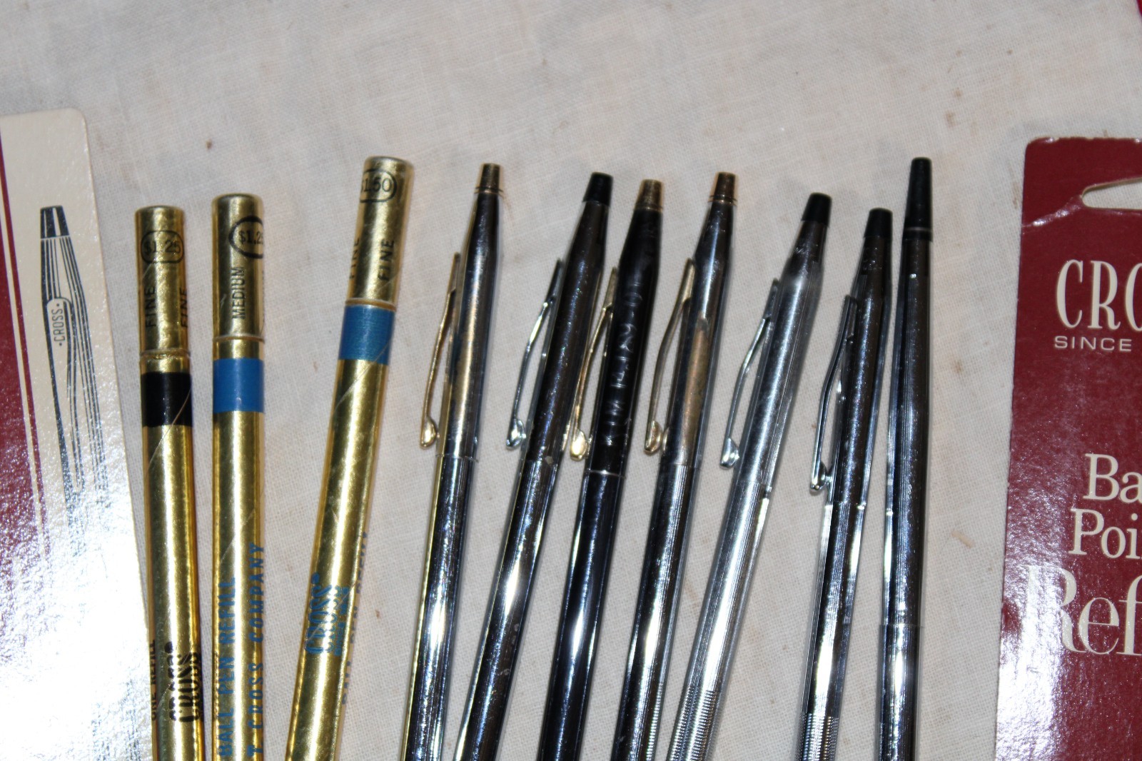 Lot of 6 CHROME 1 BLACK CROSS Ballpoint Pens, AND SUNDRY (NEW) REFILLS