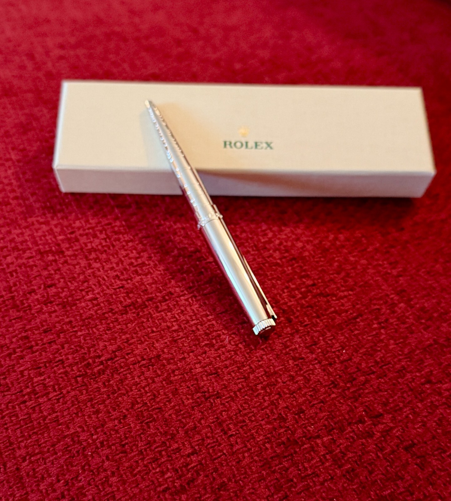 NEW Rolex Silver Scribe Platinum Wave Cut Ballpoint Pen, Refillable, AD VIP Gift