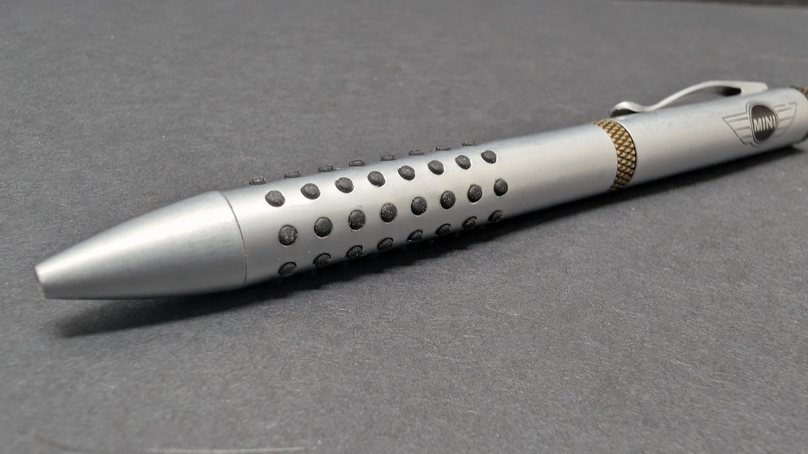 Mini Cooper Logo Ball Point Pen Silver & Black Heavy Metal Twist Automobile Car