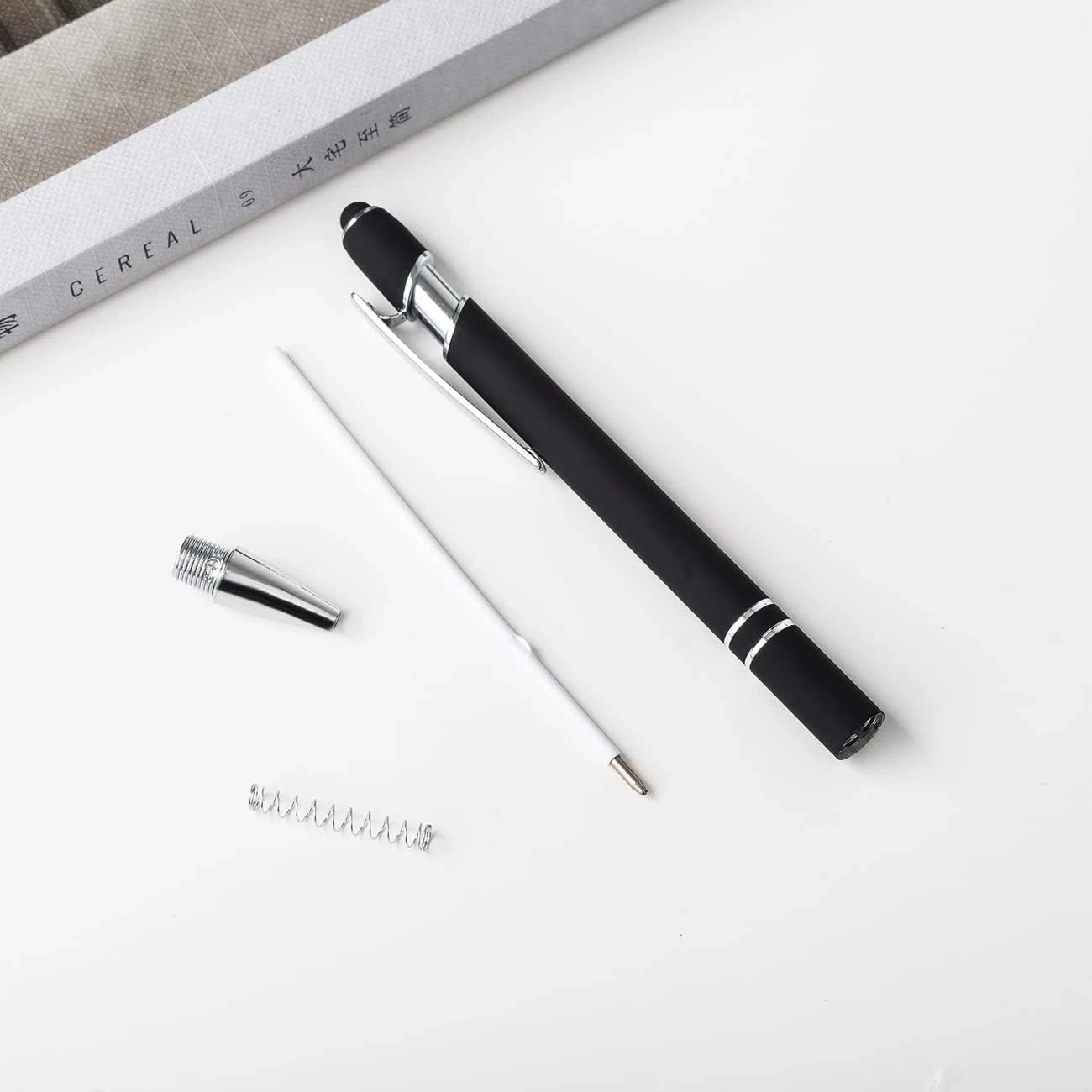 12 Pieces Black Ballpoint Pen with Stylus Tip, 2 in 1 Stylus Pen, Premium Metal