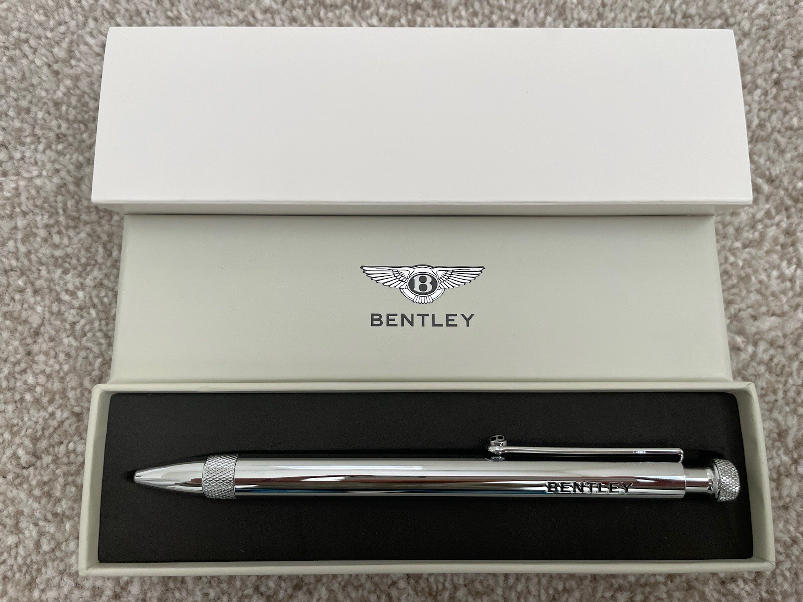 BENTLEY Original Novelty Black/Silver Metal Twisted Ballpoint Pen wz/Box Rare