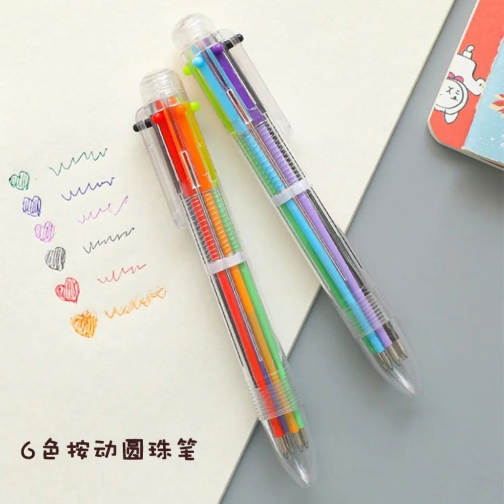 1pc MultiColor 6 in 1 Color Ballpoint Pen Ball Point Pens Kids School Office