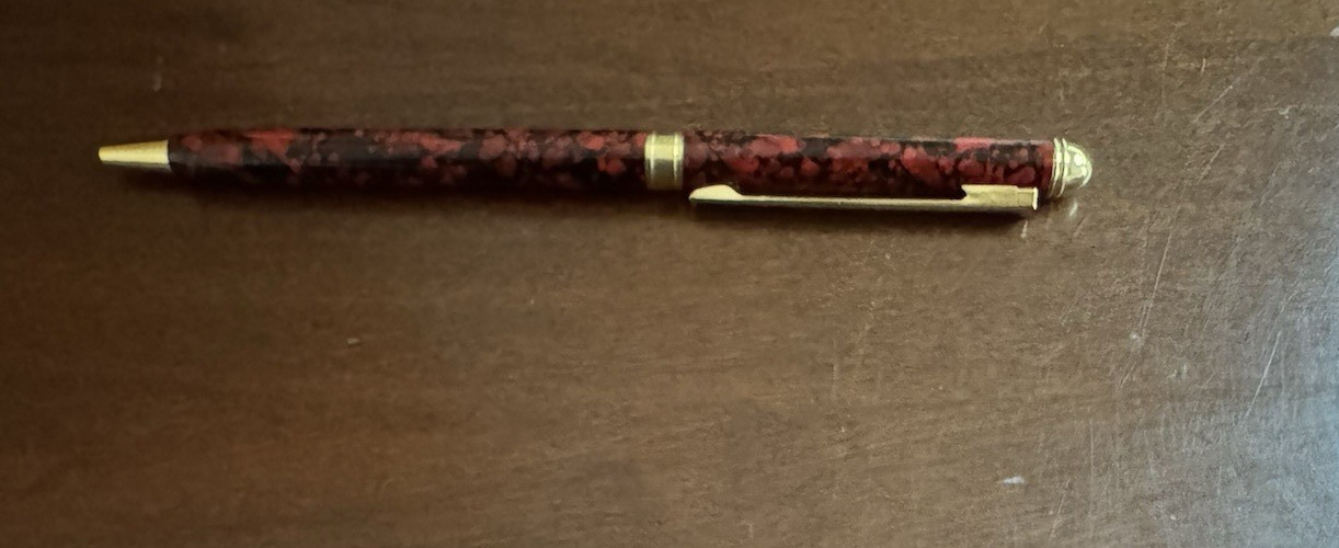 Vintage ~ Vatican Museum ~ Red and Black Marble Pen ~ New Blue & Black Ink Carts