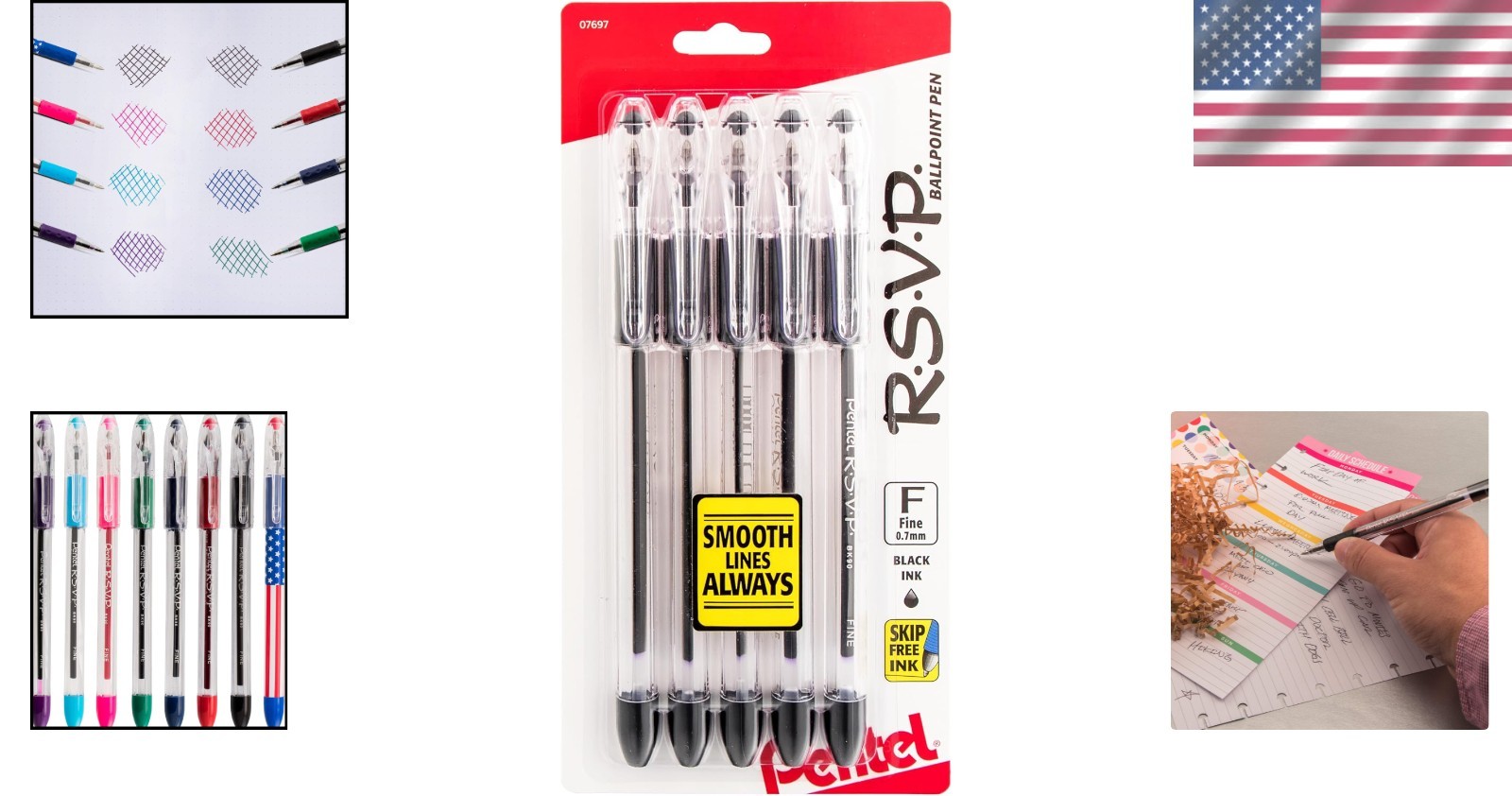 RSVP Ballpoint Pens 0.7mm Fine Line, 5-Pack – Durable and Comfortable Writing