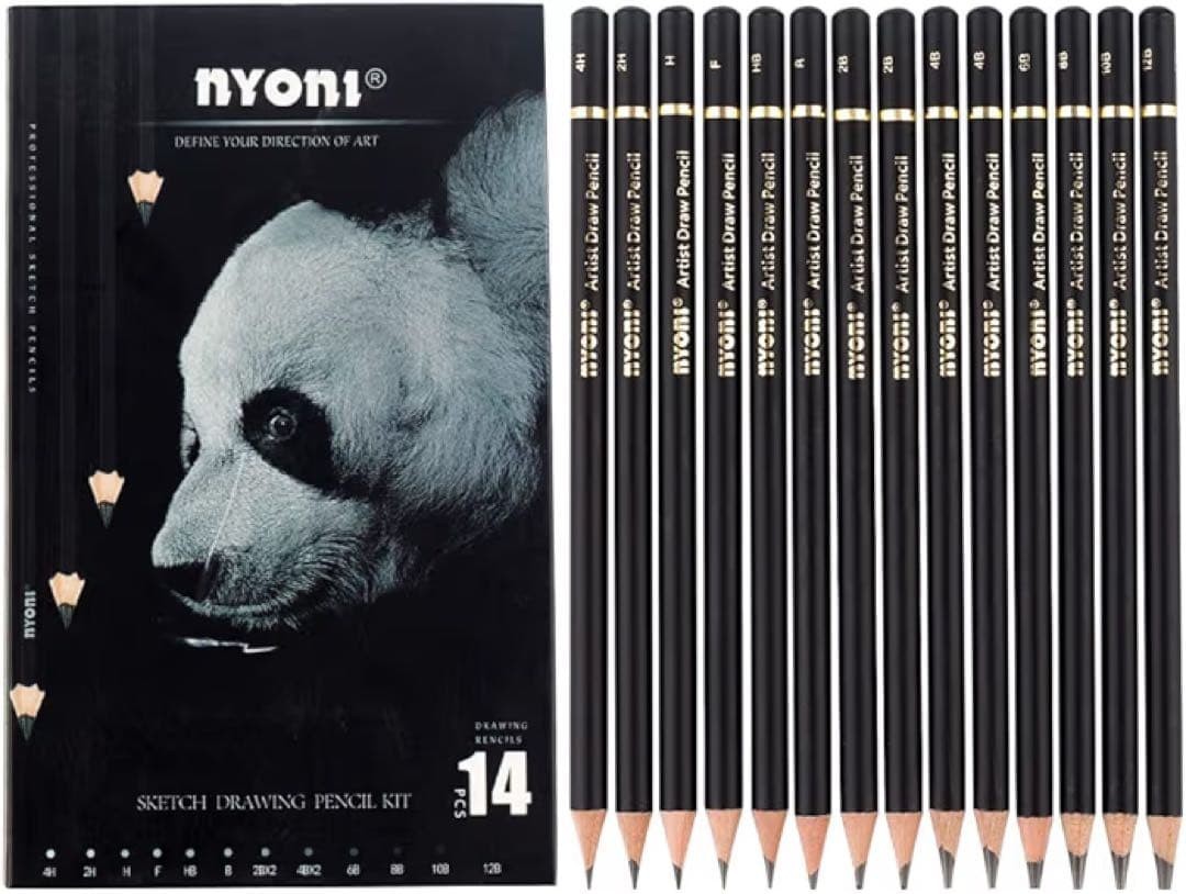 Nyoni Sketch Pencils, Set of 14, 4H-12B, Beginner, Professional Writing Instrume