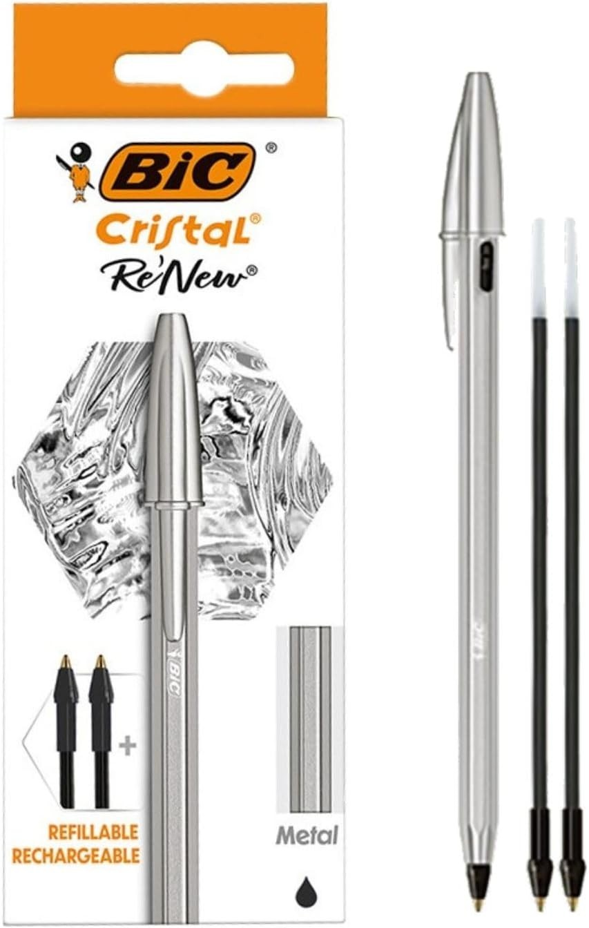 BIC Cristal Re’new Ballpoint Pen CRBLK-3P 1.0mm with 2 Refills 【DT from Japan】