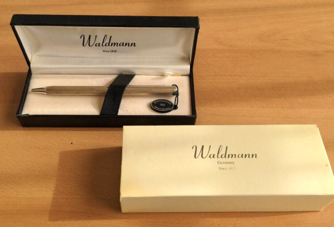 Waldmann Sterling Silver 925 Twisted Ballpoint Pen wz/Box&Booklet Vintage Rare