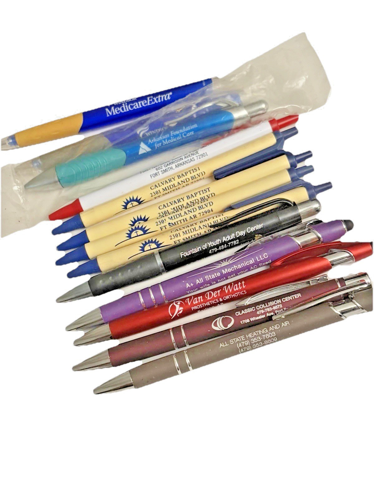 Company Logo Branded Pens Old Vintage Pen Lot of 12 One Dozen Various Styles