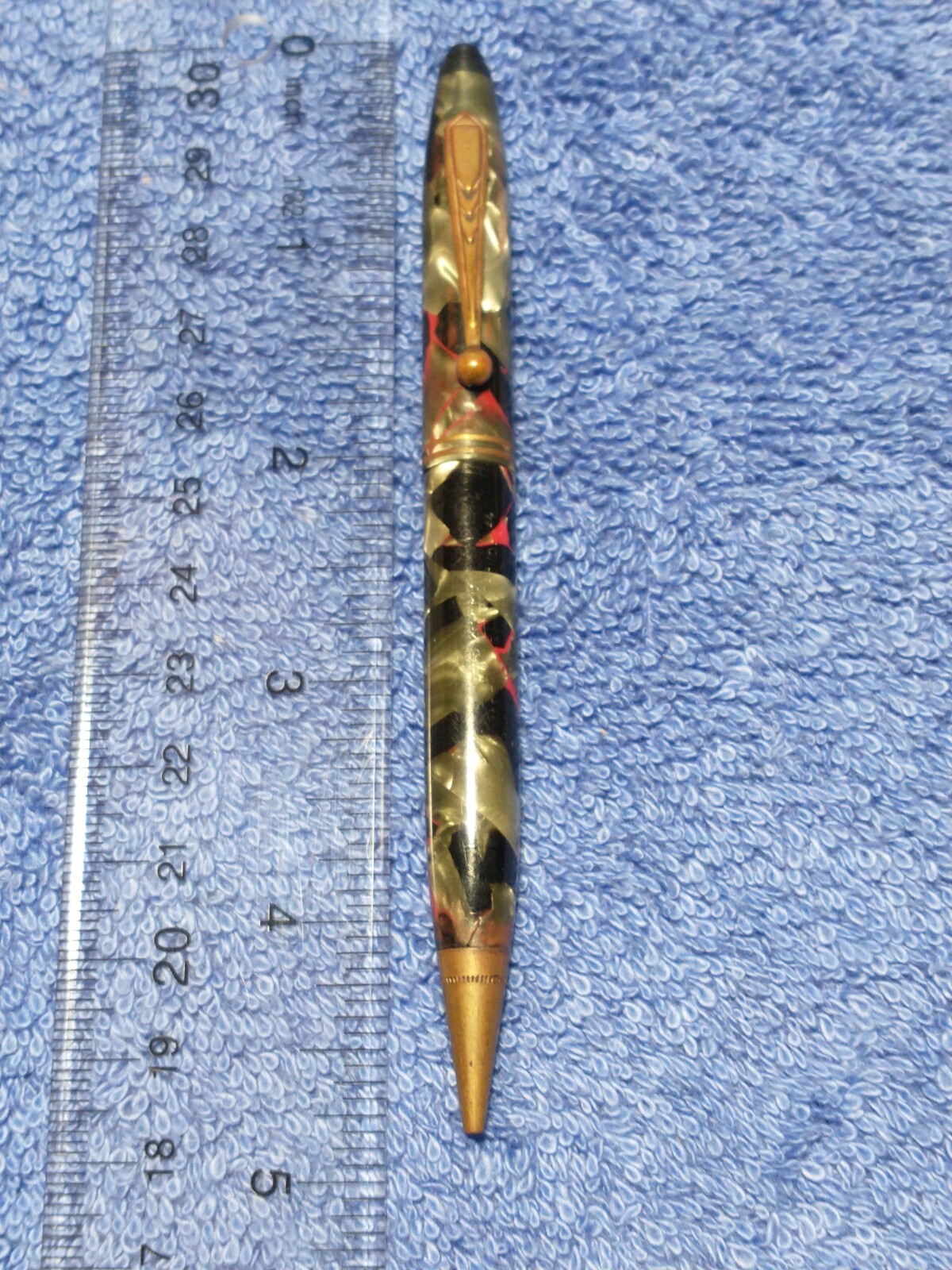 PARKER PARKETTE VINTAGE CELLULOID MECH PENCIL BLACK SILVER COLLECTIBLE ANTIQUE