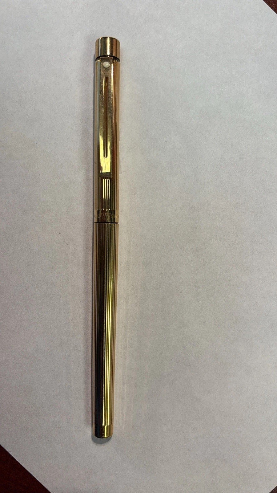 Vintage SHEAFFER TARGA 1005 Imperial Brass Fluted 14K Gold F Nib Fountain Pen