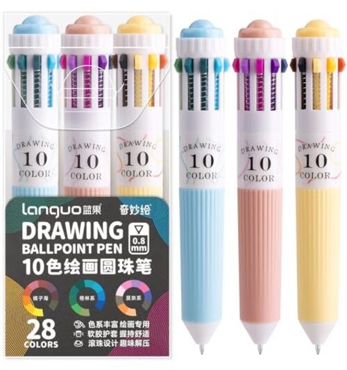 3 Pack Multicolor Pens, 10-in-1 3PCS-28 Colored Multicolor Ballpoint Pen