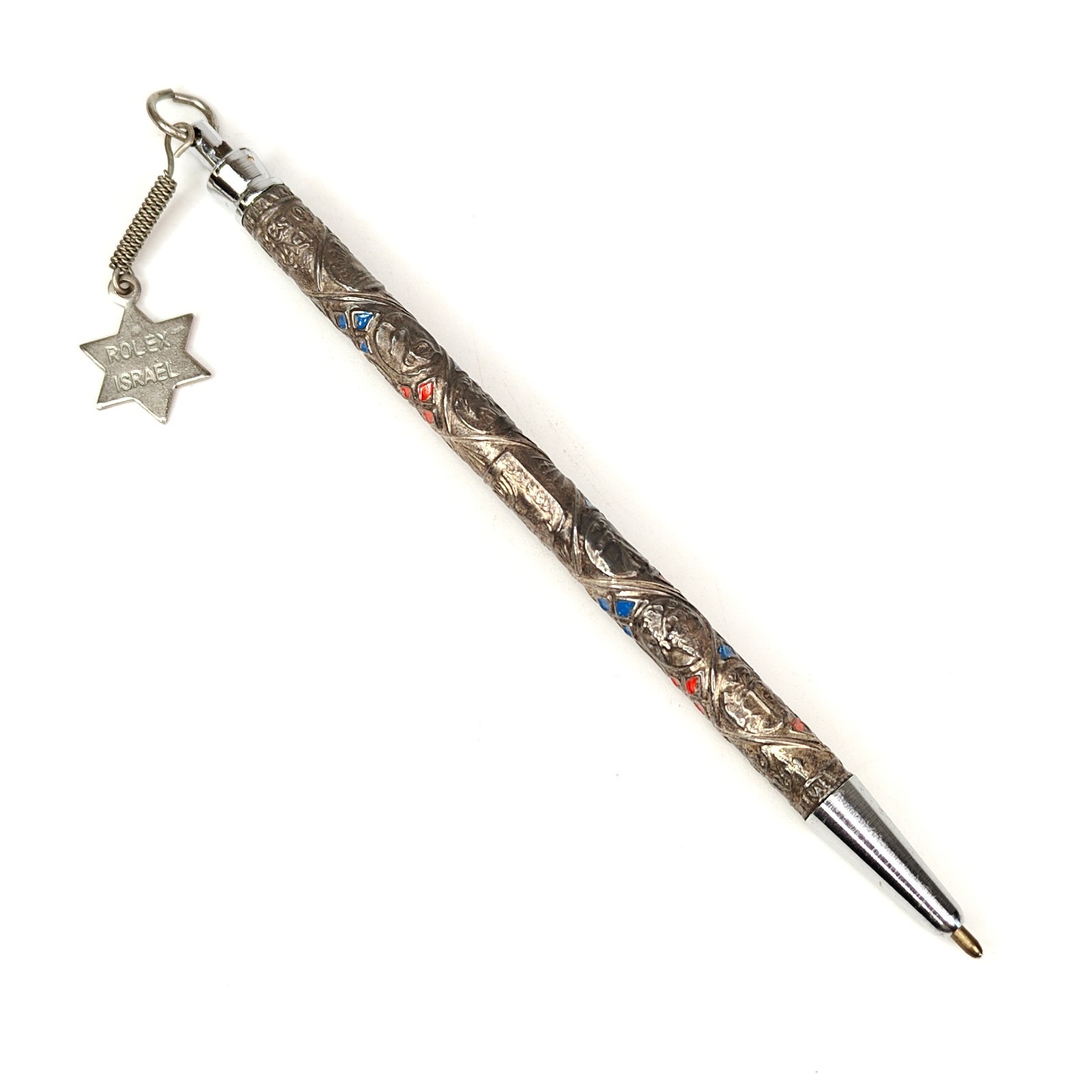 Rolex Israel Sterling Silver 12 Tribes Ballpoint Pen Star David Judaica Enamel