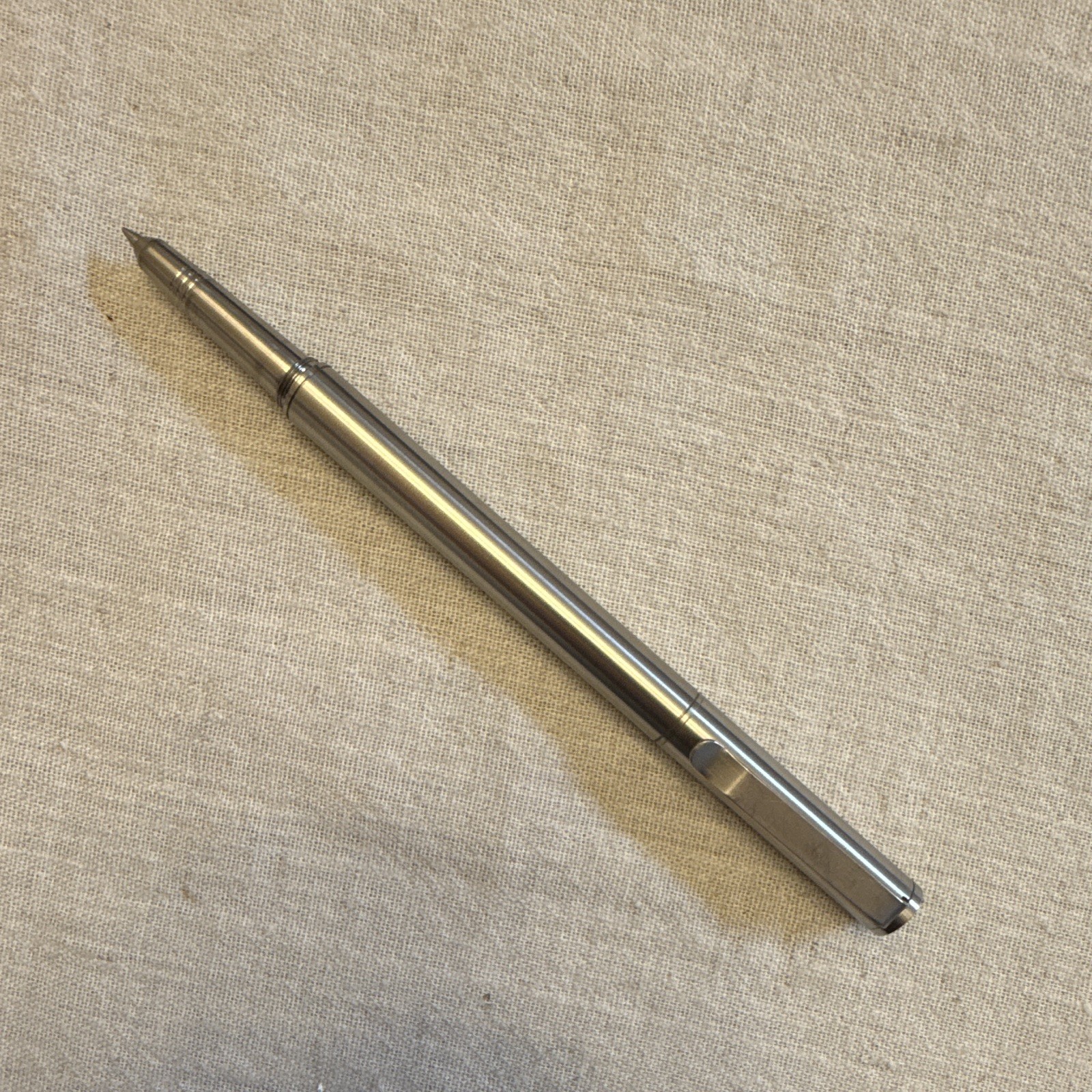 Solid Titanium Solid Titanium Ballpoint Pen with Stylus, Blue Ink, Titanium