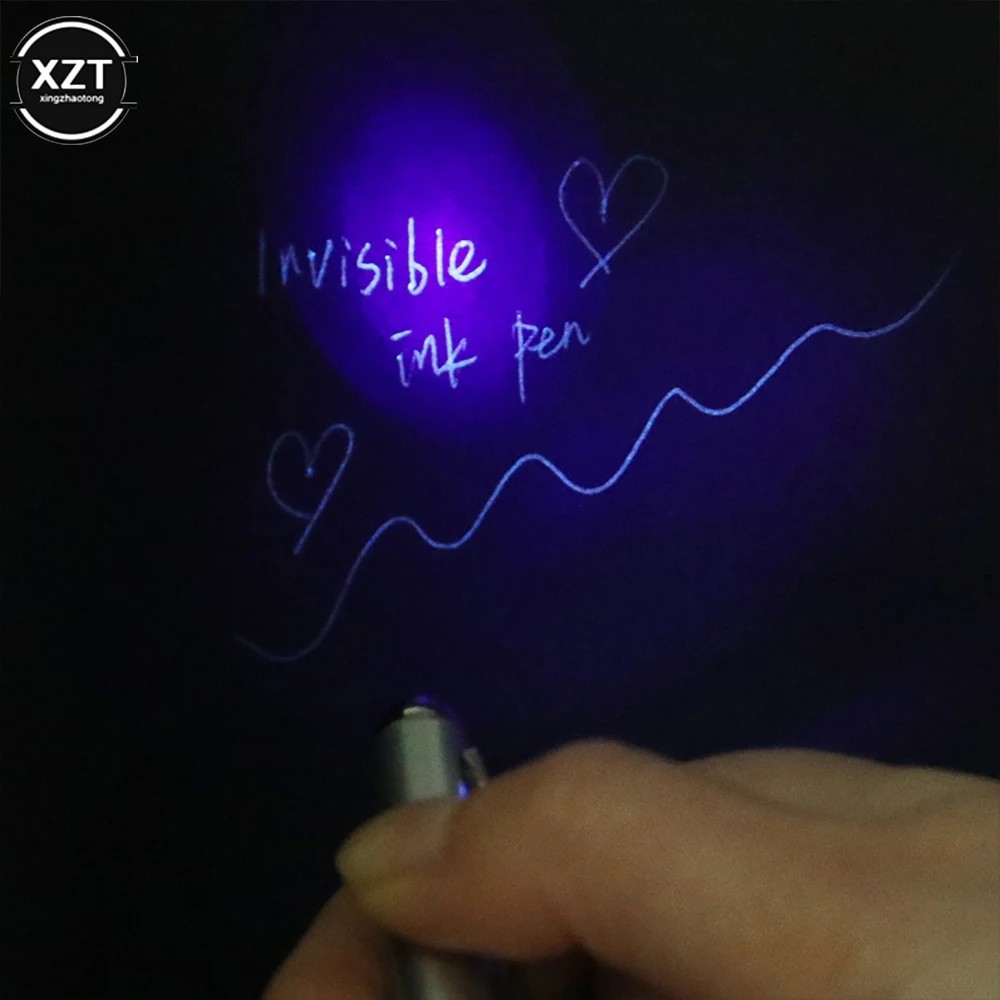 1PC Invisible Ink Pen Novelty Plastic Material Ballpoint Pens With Uv Light Magi