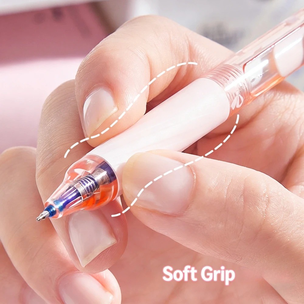 4PCS Strawberry Erasable Gel Pens 0.5mm Kawaii Bow Student Pens