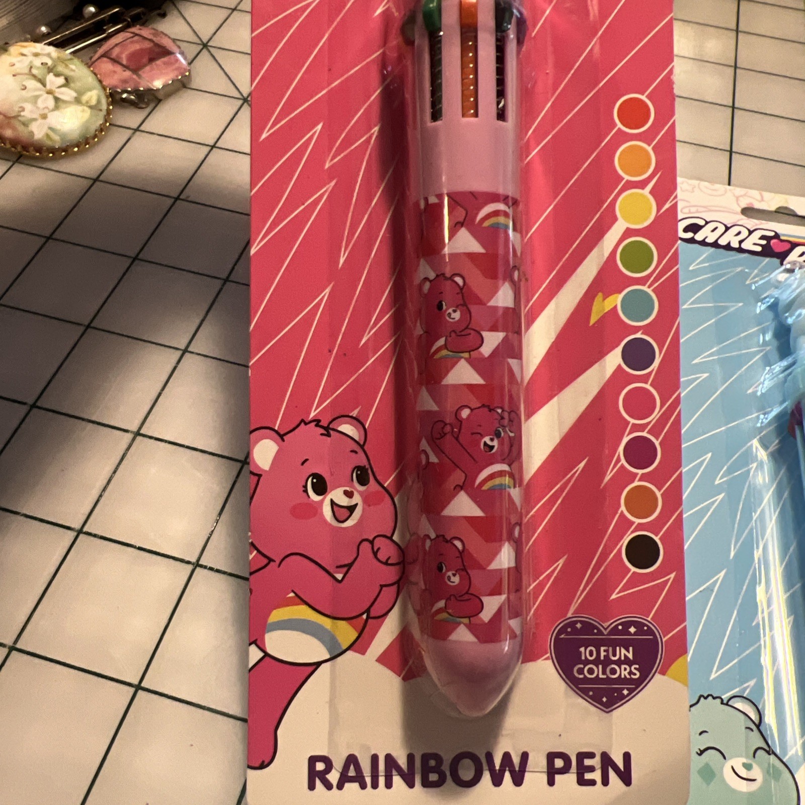 New Care Bears Rainbow Pen Set of 2 Pens with 10 Ink Colors Each
