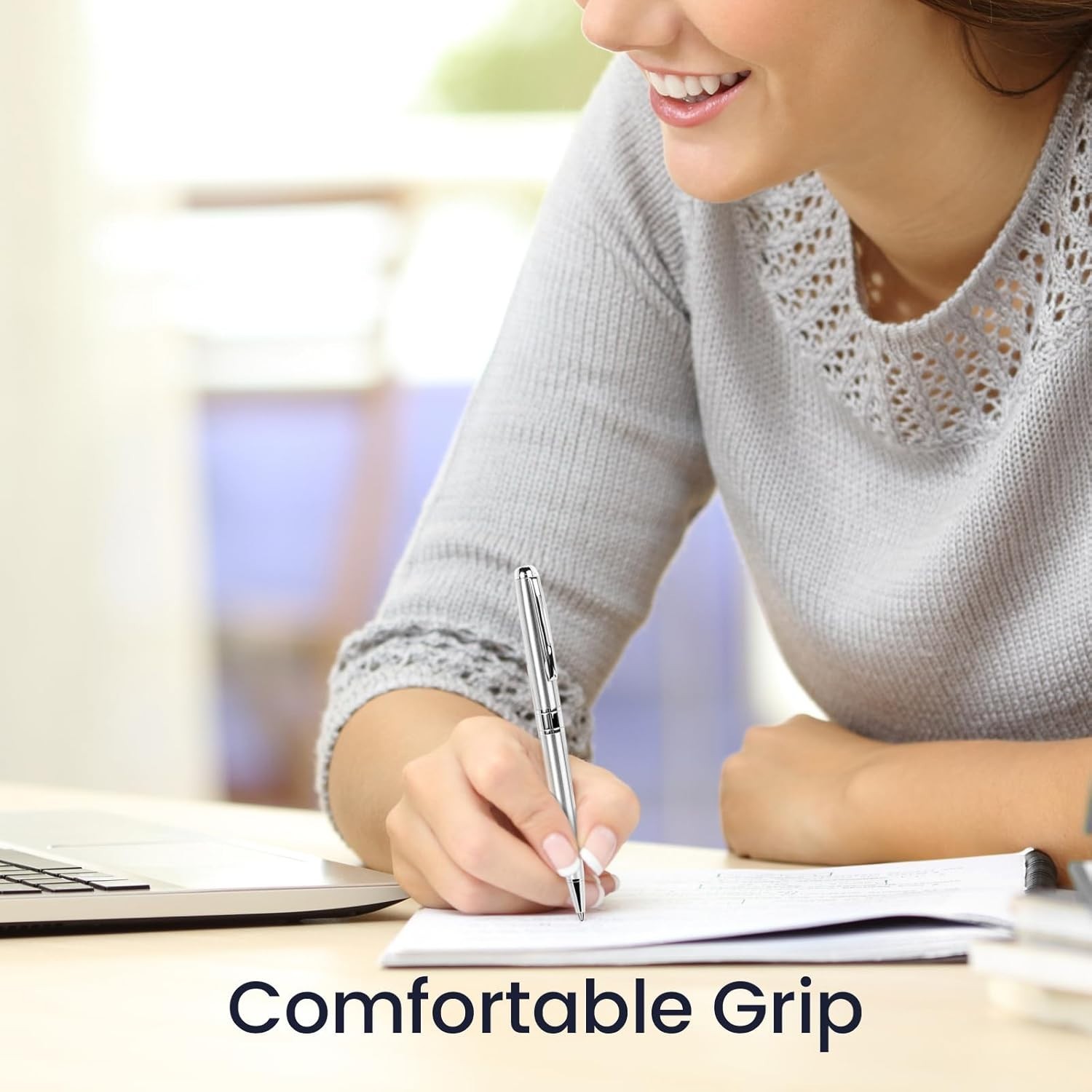 Smooth Writing Silver Ballpoint Pens – Perfect Gift Set of 5 for Any Occasion