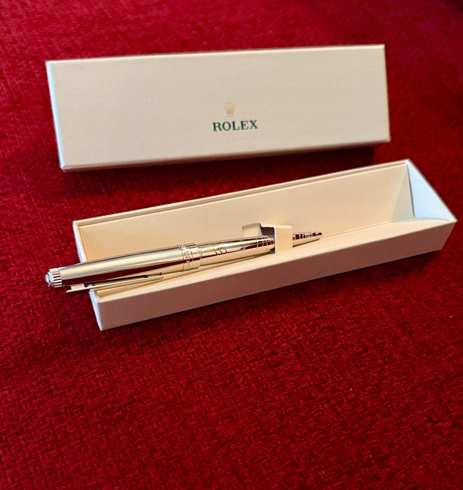 NEW Rolex Silver Scribe Platinum Wave Cut Ballpoint Pen, Refillable, AD VIP Gift