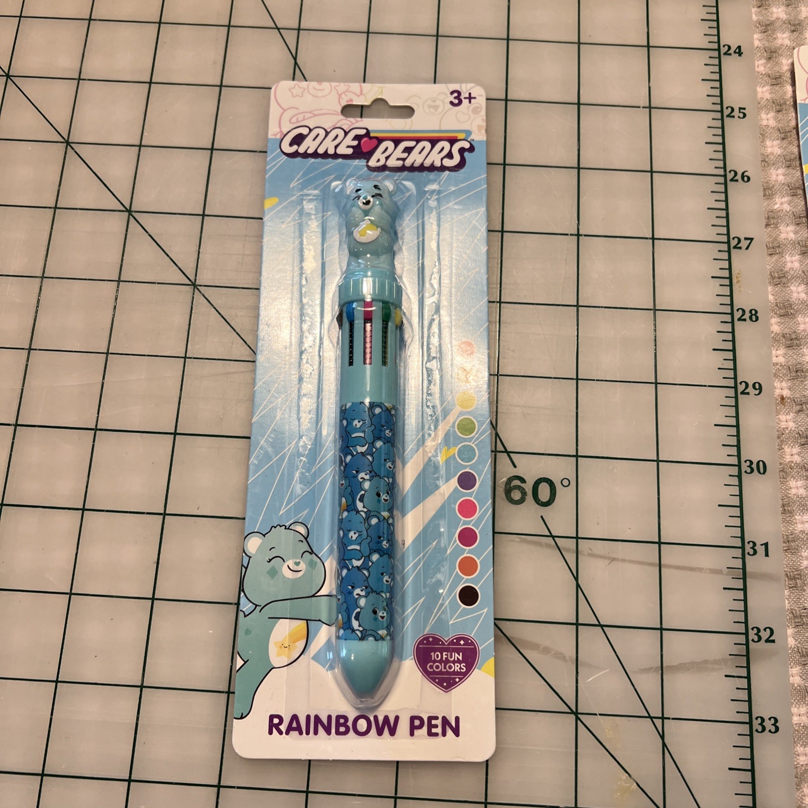 NEW Care Bears Blue Rainbow Pen Grumpy Bear Topper 10 Colors Stationery