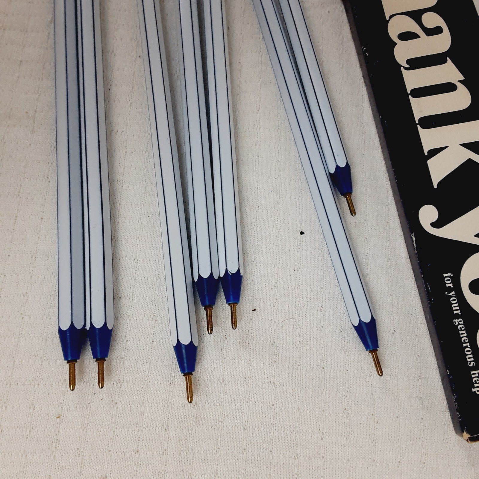 Thank You 1978 US Pen Company Set of 7 Ball Point Pens DRIED UP with Erasers New