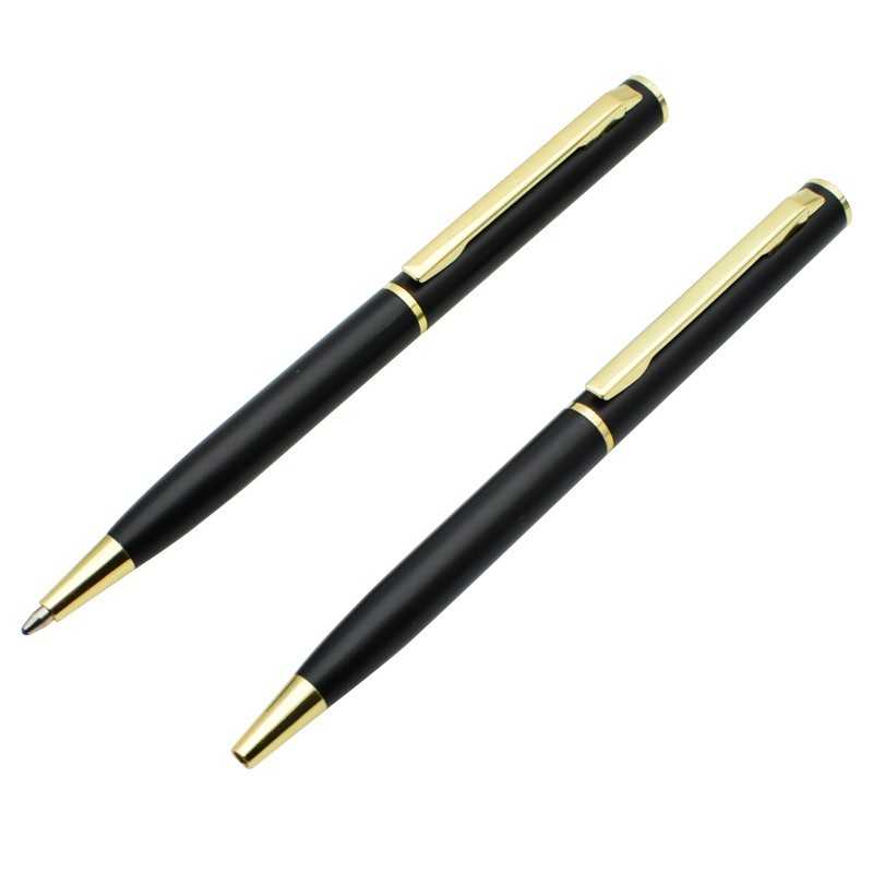 Mini Metal Twist-Activated Ballpoint Pen -Pocket-Sized 0.7mm Fine Black Blue Ink