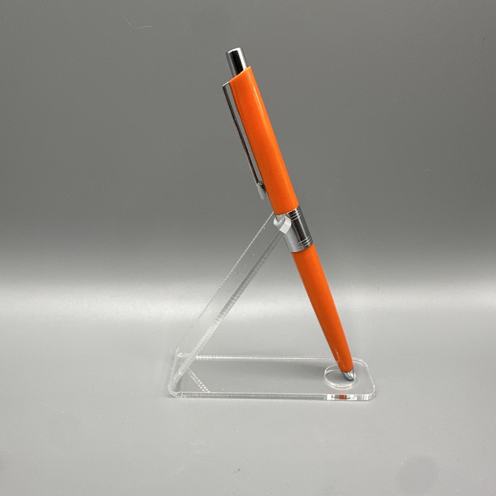Geha Ballpoint Pen Orange Chrome Very Rare 1950’s Works Clicker Does Not 1068
