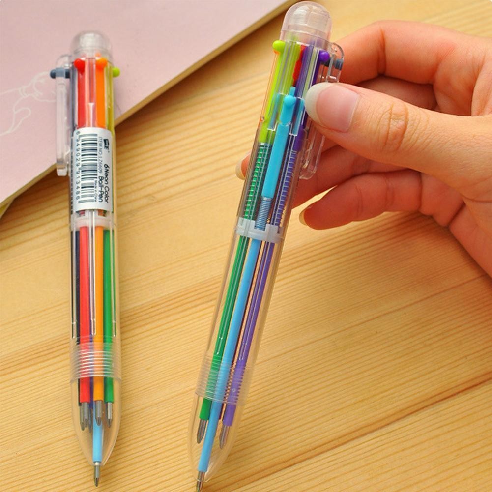 1pc MultiColor 6 in 1 Color Ballpoint Pen Ball Point Pens Kids School Office