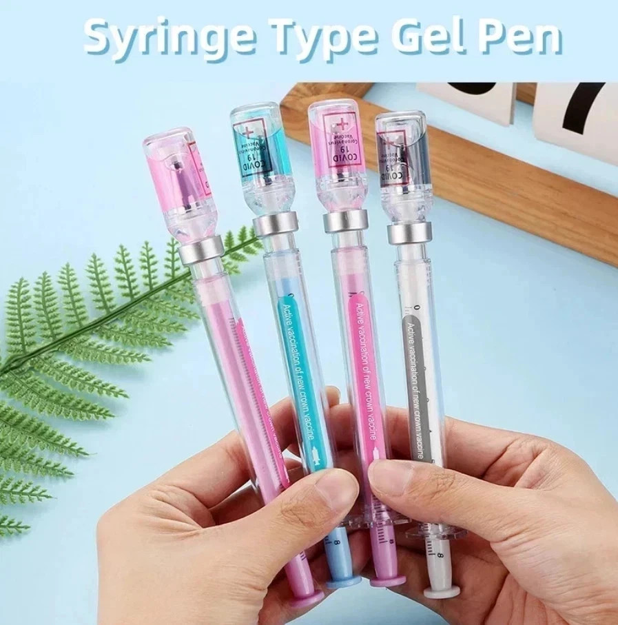 5PCS Random Color Belt Syringe Shaped Gel Neutral Pen, Signature Ballpoint Pen,