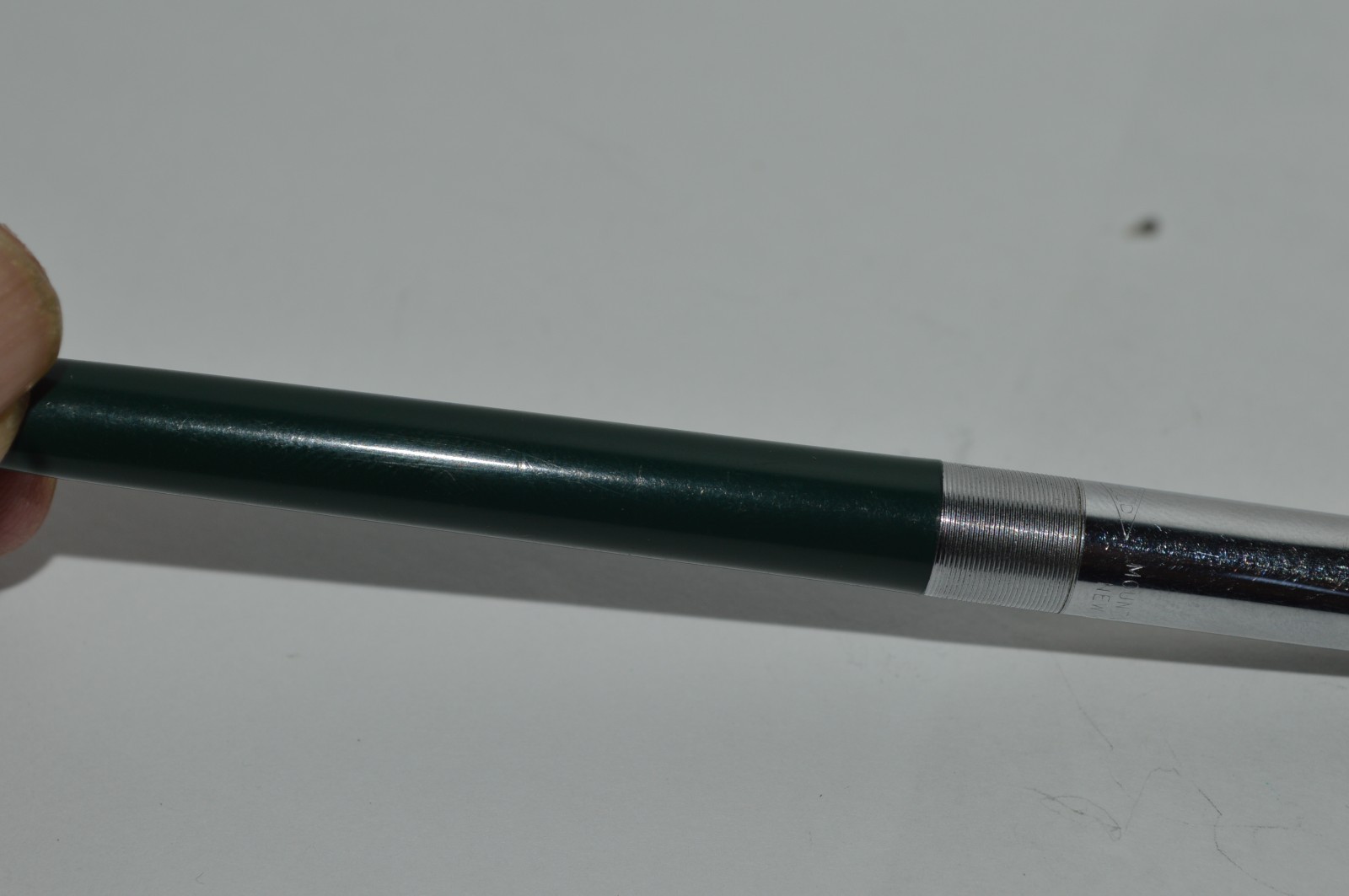 UNIPECO Ballpoint Pen Dark Green Square Clicker Light Used Circa 1960’s Tested